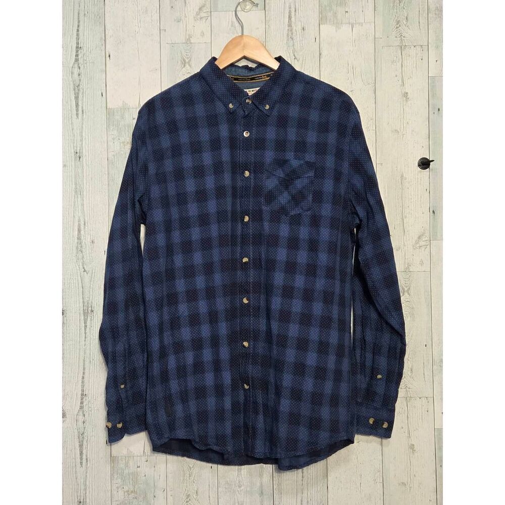 Triple Five Soul Cotton Checked Micro Polka Dot Button Down Shirt Sz. L